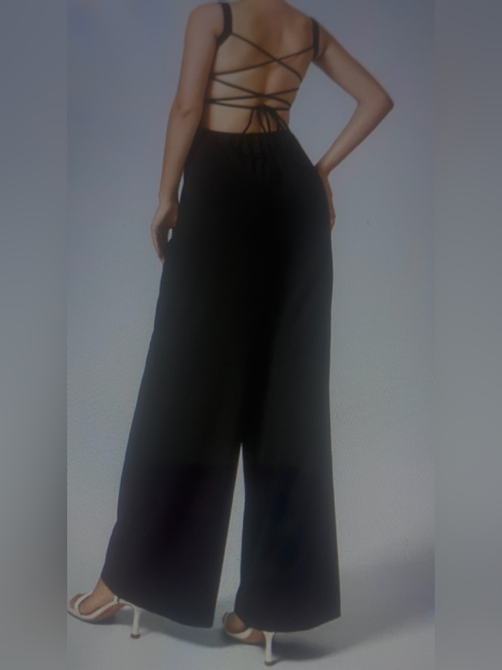 SMALL. HALARA BREEZEFUL BACKLESS CRISSCROSS LACE UP JUMPSUIT